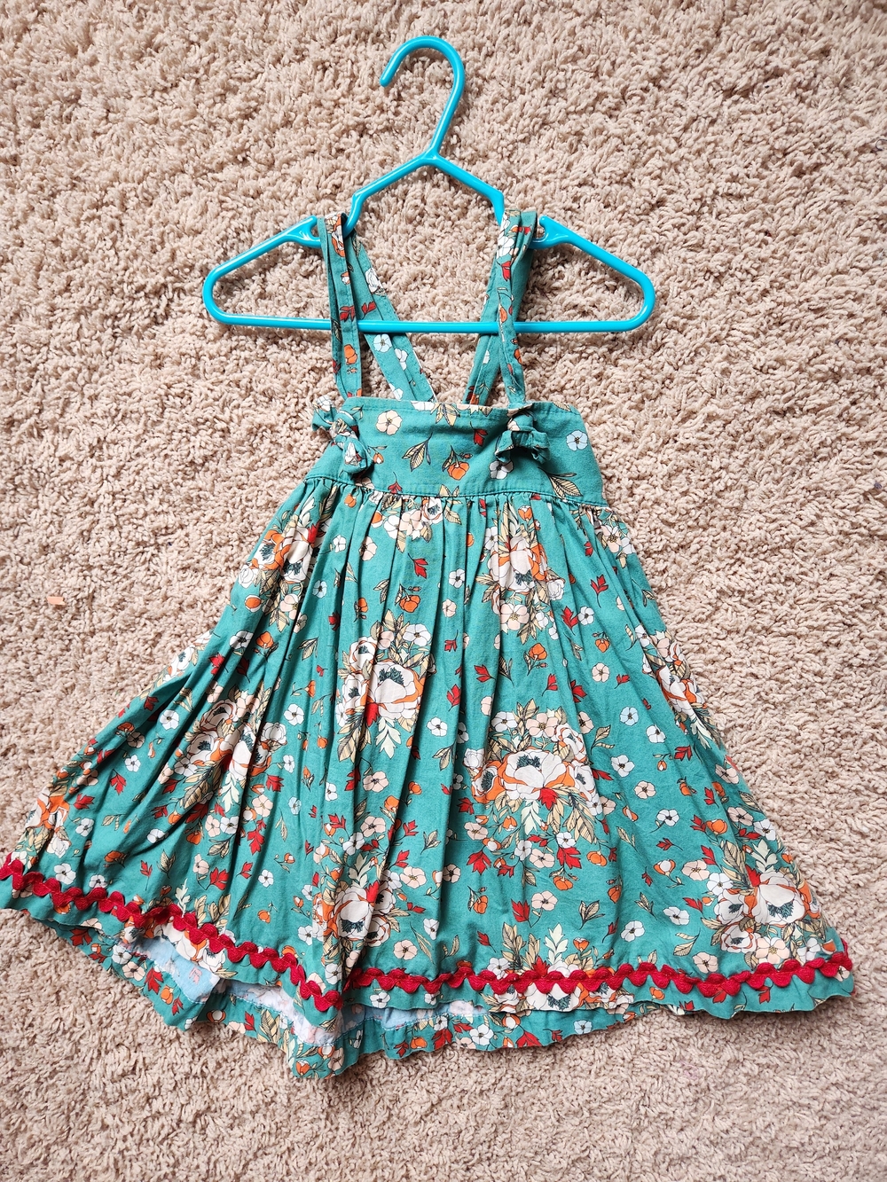Matilda Jane Teal Floral Sundress with Red Trim